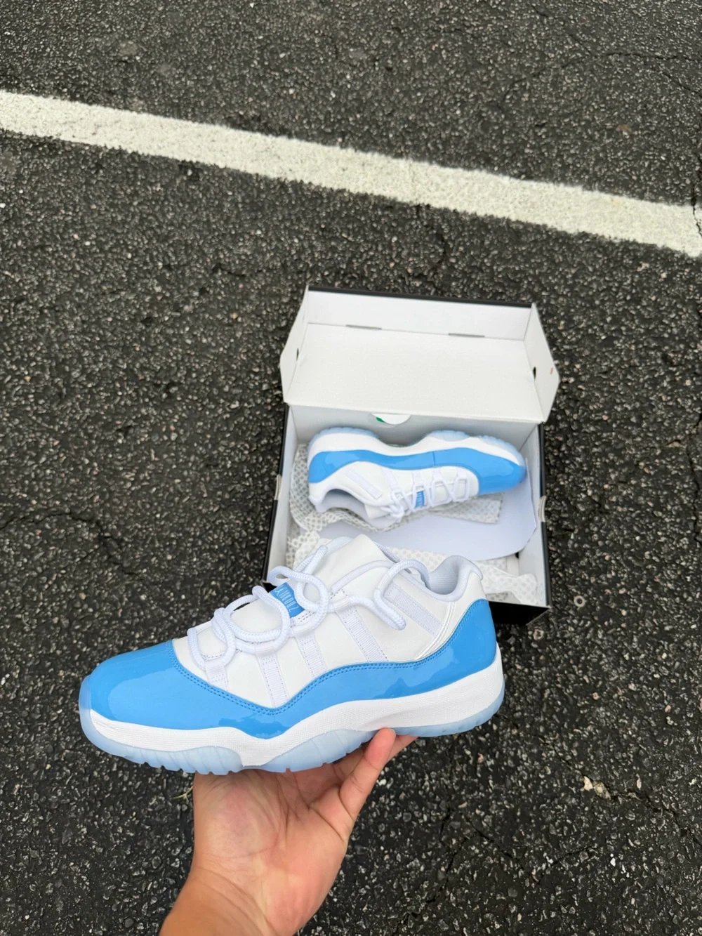Jordan Retro 11 Low White and University Blue Men’s Athletic Shoes